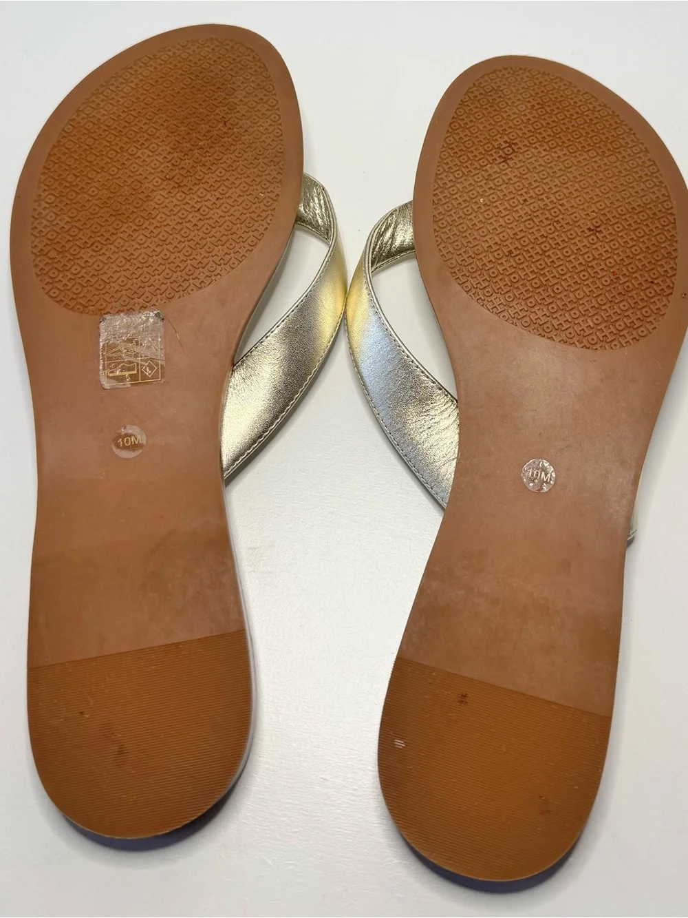 Tory Burch Metallic Gold Logo Thong Sandals